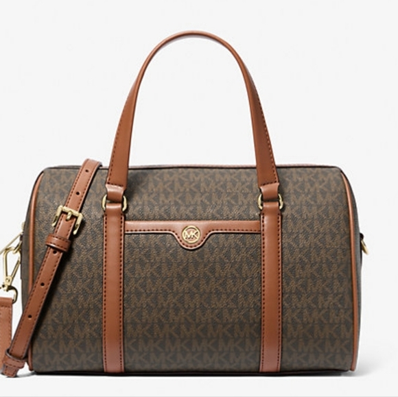 Michael Kors Jet Set Travel Medium Signature Logo Duffel Crossbody Bag - Picture 1 of 16